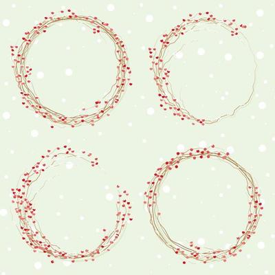 frozen red berry wreath on snow falling background eps10 vectors illustration