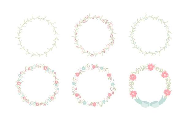 minimal sweet pastel wreath flowers frame collection set