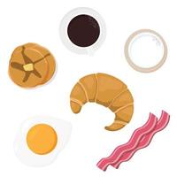 breakfast objects top view collection eps10 vectors illustration