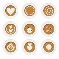 coffee latte art basic collection flat style eps10 vectors illustration