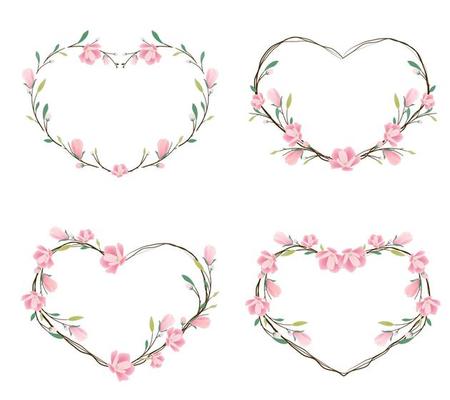 pink magnolia heart wreath frame for valentine banner