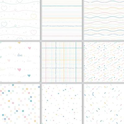 Rainbow pastel line geometric seamless pattern collection