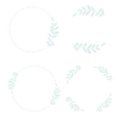 hand draw style minimal blue leaf wreath for logo