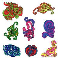 Set of ornate multicolored doodles with intricate and intertwined patterns vector