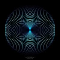 Abstract colorful spectrum light lines weaving pattern in circle shape isolated on black background. Vector illustration in concept technology, science, music, modern.