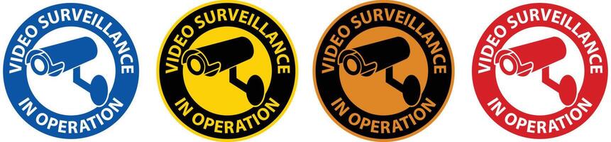 Video Surveillance In Operation Sign White Background vector