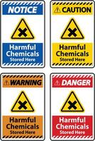 Harmful Chemicals Stored Here Sign On White Background vector