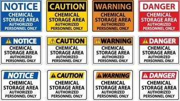 área de almacenamiento de productos químicos solo personal autorizado símbolo signo vector