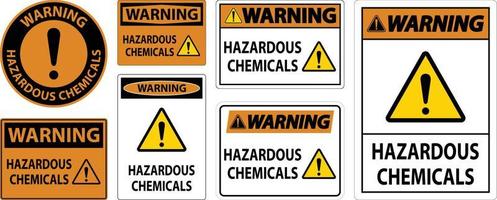 Señal de advertencia de productos químicos peligrosos sobre fondo blanco. vector