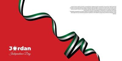 diseño de fondo del día de la independencia de jordania. jordan fondo rojo con cinta voladora vector