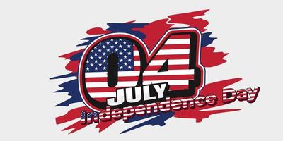 Happy Independence day for United State of America with typography number design. 04 typography number with american flag design. Good template for U.S.A Independence Day design. vector