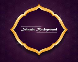 violet islamic background with golden frame for ramadan and eid mubarak by vector design