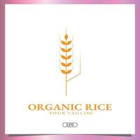 logotipo de arroz orgánico plantilla elegante premium vector eps 10