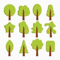 set of green tree plant illustration vector