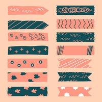 conjunto de lindas cintas washi etiqueta papelería escolar vector