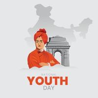 swami vivekananad día de la juventud india vector