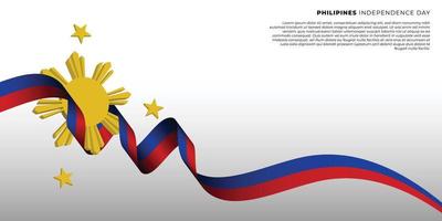 diseño del día de la independencia de filipinas con cinta voladora vector