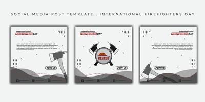 International firefighters day design. set of social media post template with axe design vector