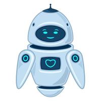 Cute robot assistant realistic cartoon isolated white background vector