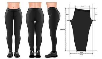 Leggings pants mockup pattern realistic isolated white background vector