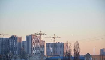 Residential new buildings at daybreak in the city photo