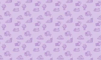 pastry sweets background purple. doodle sketch vector