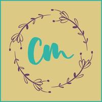 CM initial handwriting Floral  logo vector