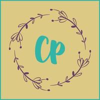 CP initial handwriting Floral  logo vector