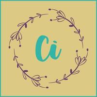 CI initial handwriting Floral  logo vector