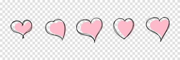 corazones dibujados a mano. colección de símbolos de amor dibujados a mano. ilustración vectorial vector