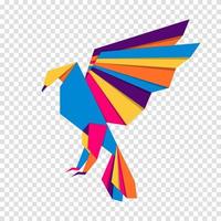 Eagle origami. Abstract colorful vibrant eagle logo design. Animal origami. Vector illustration