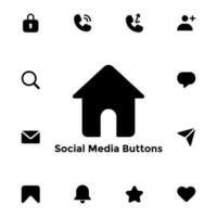 Vector Graphic of Social Media Buttons with Solid Style. Good for user interface, new application, etc.