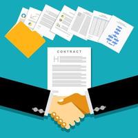 Business partnership meeting with document contracts or agreements. vector