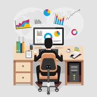 Business person working and analyzing financial statistics. Business analysis concept. vector