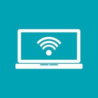 Wireless connection on laptop icon. Wireless connectivity on device concept. vector