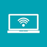 Wireless connection on laptop icon. Wireless connectivity on device concept. vector