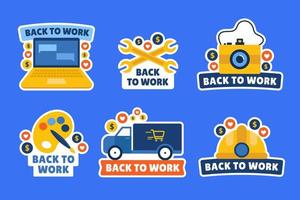 Back to Work Stickers Set vector