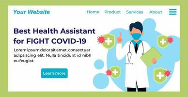 Landing Page Design about Covid 19 Prevention Information vector