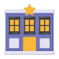 Building with star is denoting flat icon of hotel vector