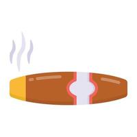 Cigar in flat style icon, dangerous and unhealthy vector