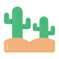 Cactus in flat style icon, desert plants vector