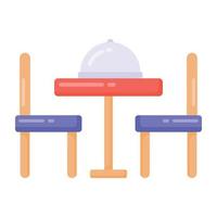 Chairs and table denoting flat icon of dining table vector