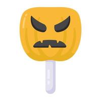 A pumpkin lollipop flat icon vector