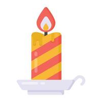 Burning candle, line design vector
