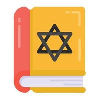 A magic book with jewish symbol, flat icon vector