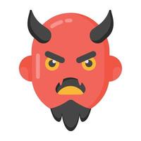 Scary devil with horns in flat icon vector