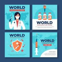 plantilla de publicación de redes sociales de la semana mundial de inmunización vector
