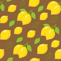 lemon seamless pattern on the brown background. Illustration for printing, backgrounds, wallpapers, covers, packaging, greeting cards, posters, stickers, textile and seasonal design. vector