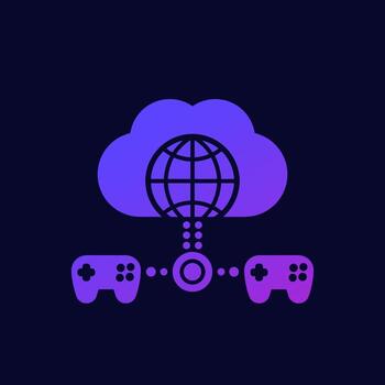 Cloud gaming icon with game controllers vector