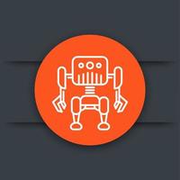 Robotics, robot icon, linear pictogram, vector illustration